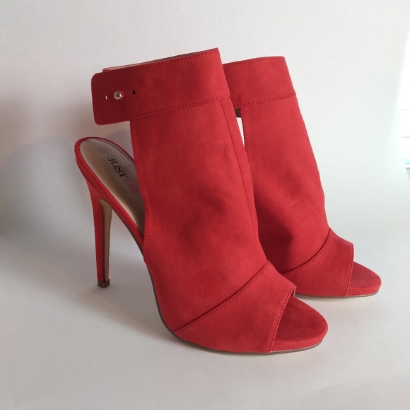 JUSTFAB Emerva Women's Red Peep-Toe, Ankle Strap Stiletto Heels- Size 9 NWT - Picture 4 of 9
